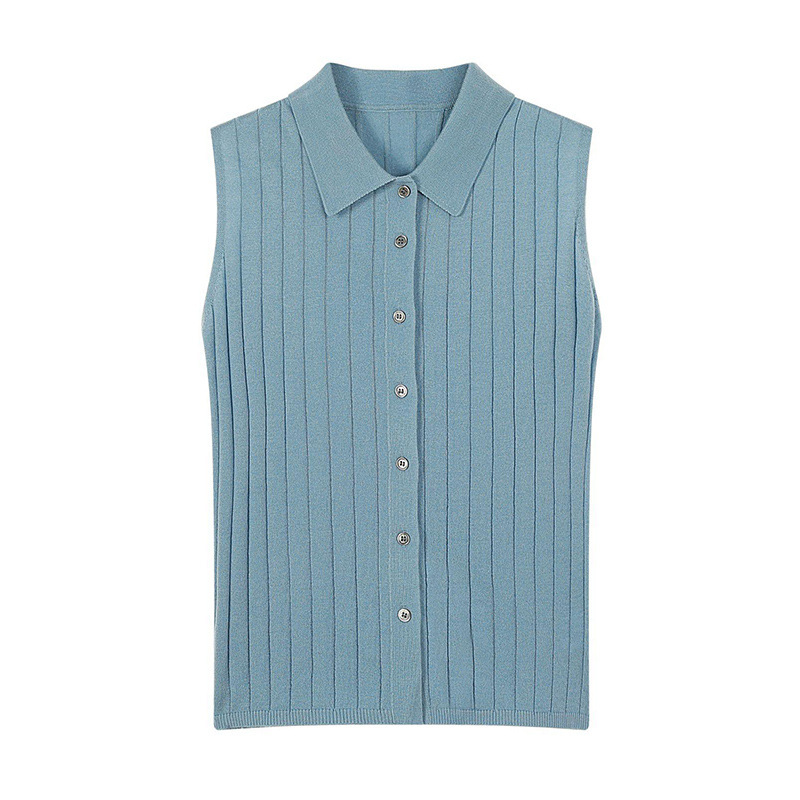 Design Niche Polo Sleeveless Vest Knitwear Women's Autum 2025 New Elegant Age-Reducing Casual Top