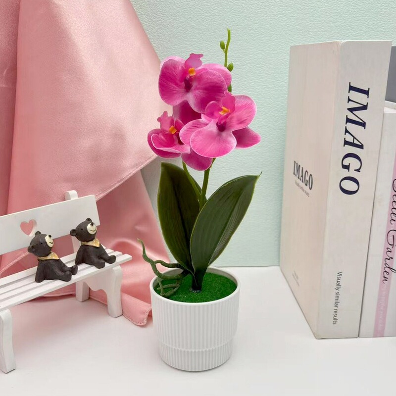 クロスボーダーのシミュレーション胡蝶蘭盆栽花付きデスクトップ装飾プラスチック造花盆栽撮影植木鉢置物花頭|undefined