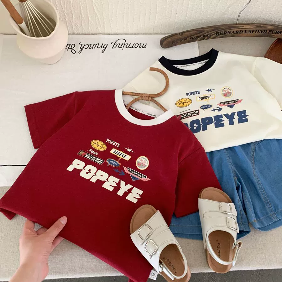 Summer children's cotton cute short sleeve T-shirt for boys for leisure