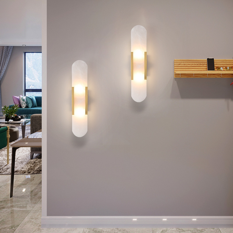 lámparas de pared de sala de estar diseñador moderno diseño creativo lámparas de pared dormitorio creativo cabeza de cama TV en la nube de piedra fondo puerta de entrada