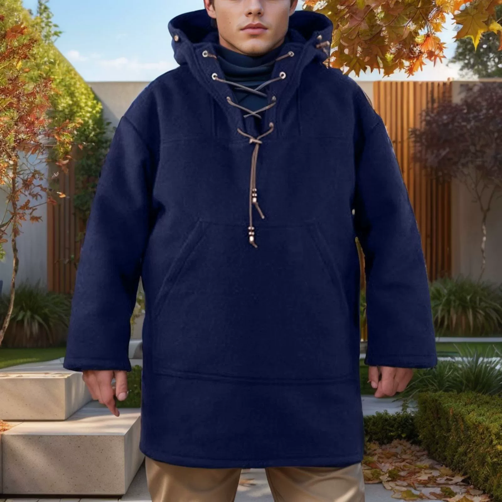 2023 Европейская и американская трансграничная Внешняя торговля Мужская одежда Amazon осенне-зимний Повседневный шерстяной свитер средней длины верхнее пальто