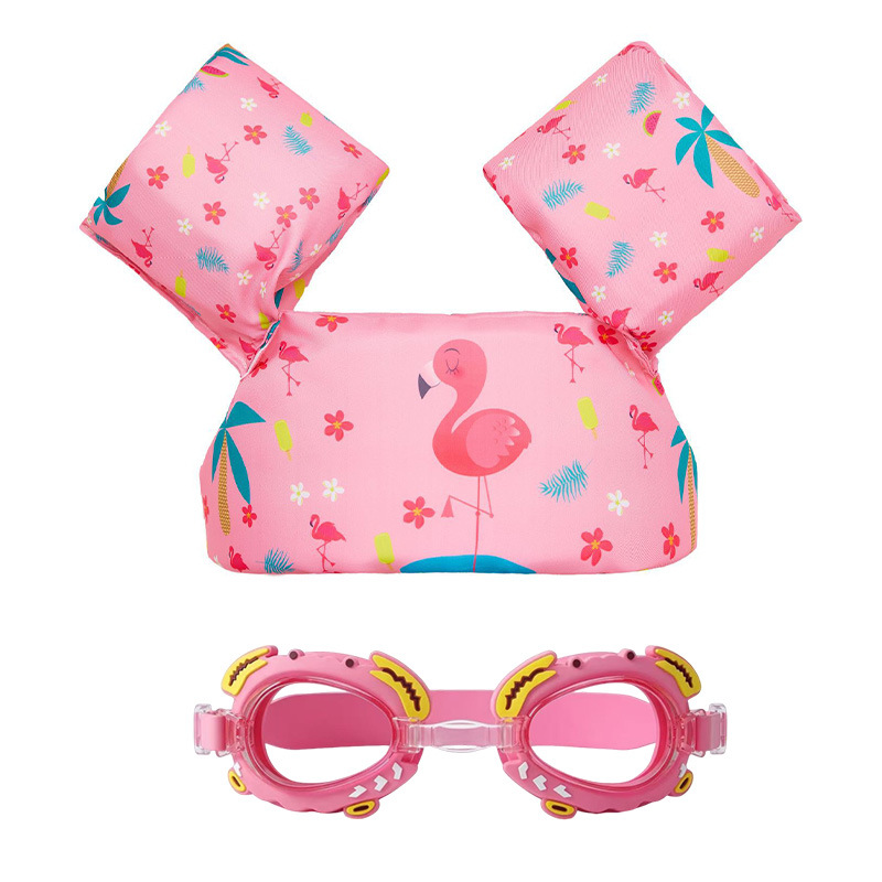 Chaleco flotante infantil de dibujos animados grueso chaleco de natación para niños combinación de gafas de natación pony image 25