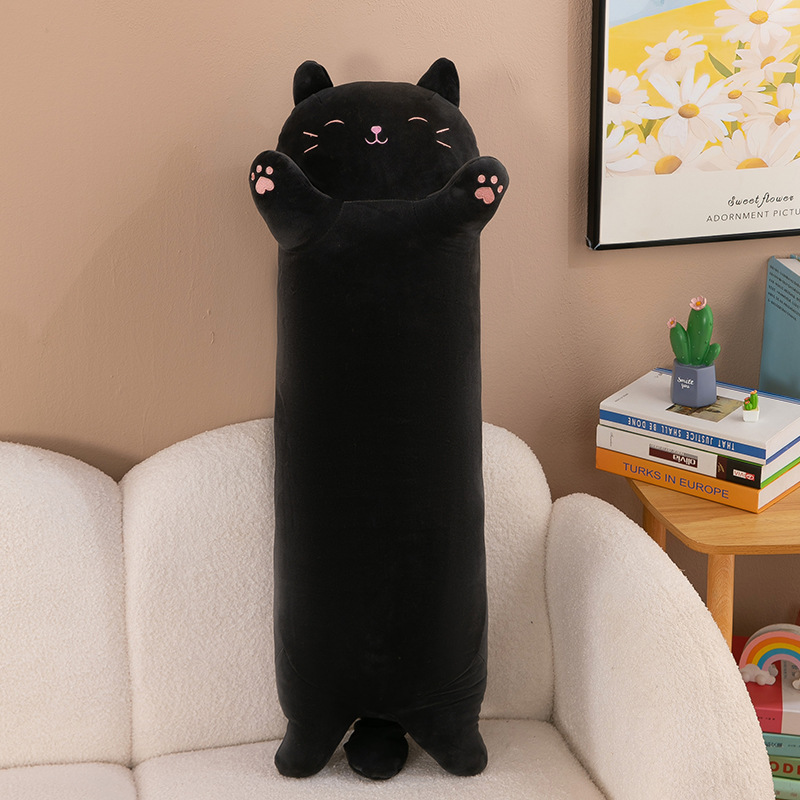 国境を越えた長い猫のぬいぐるみ枕、子供向けのかわいい寝かしつけ人形、女の子への誕生日プレゼント|undefined