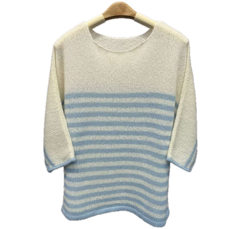 Early Autumn New High-End Italian Fancy Cashmere Wool Round-Neck Striped Cashmere Knit Seamless One-Piece Garment Early Autumn New High-End Italian Fancy Cashmere Wool Round-Neck Striped Cashmere Knit Seamless One-Piece Garment