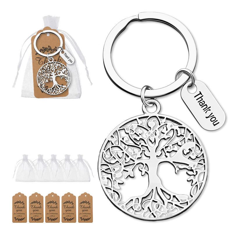 Cross-Border New Thank You Tree of Life Fashion Keychain Graduation Season Keychain Teacher's Day Thanksgiving