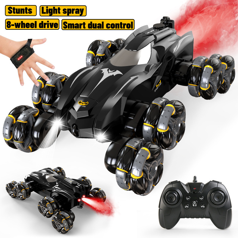 Cross-Border New Product 2.4g Bat Remote Control Car Eight-Wheel Stunt Car with Automatic Demonstration, Lights, and Spray Features Toy Cross-Border New Product 2.4g Bat Remote Control Car Eight-Wheel Stunt Car with Automatic Demonstration, Lights, and Spray Features Toy