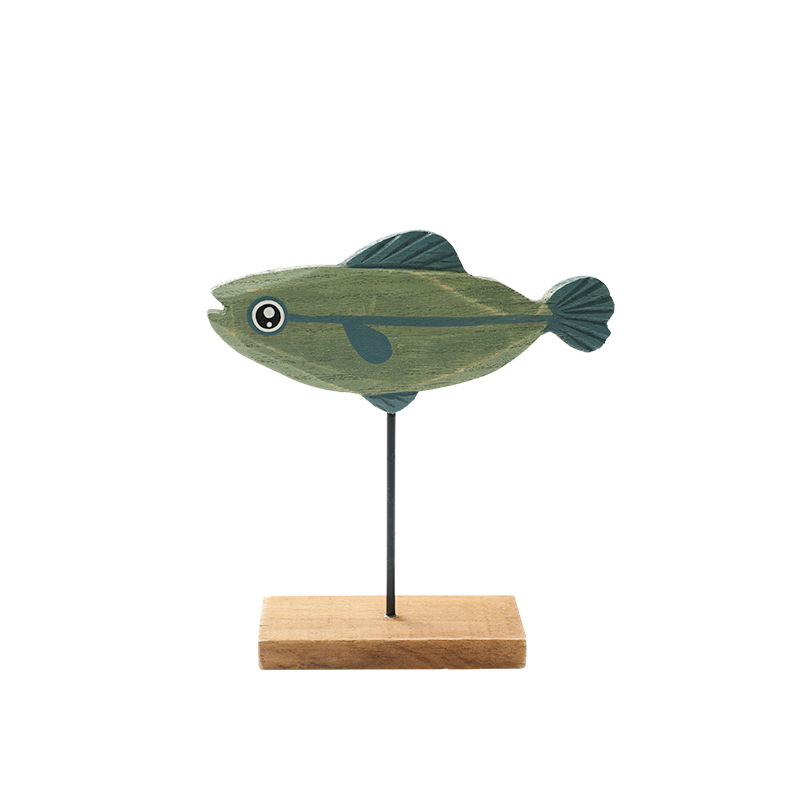 Mediterranean style handmade creative wooden small fish desktop…