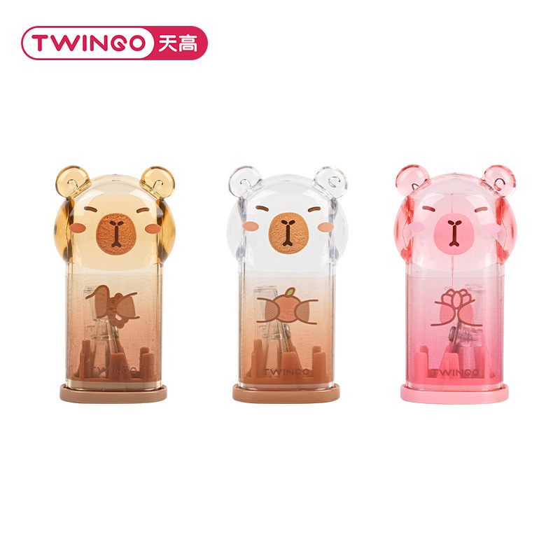 Capibara cuchillo de lápiz creativo de alto valor facial cuchillo de lápiz de mano gato planador de lápiz portátil y pequeño cuchillo de lápiz de garra de gato