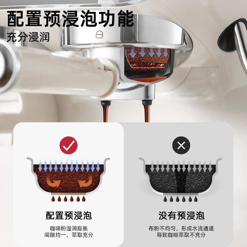 跨境外贸  咖啡机意式浓缩半自动高压蒸汽双锅炉加热研磨一体机|undefined