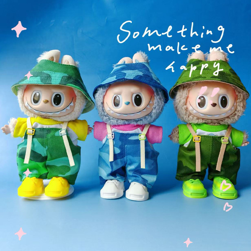 Labubu Cute Baby Clothes Sitting Party Series Suit Camouflage Overalls Trendy Fashion Clothing Exquisite Outfit