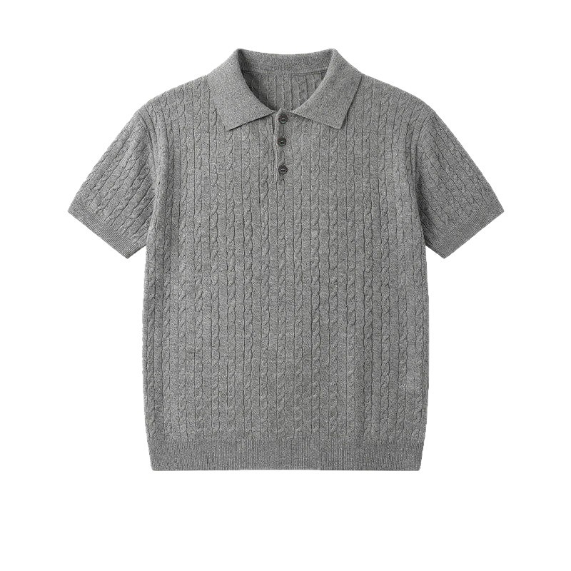 Polo camiseta de punto camiseta de manga corta camiseta de hombre solapa texturas de torsión viejos viento de hielo de verano fábrica transfronteriza al por mayor
