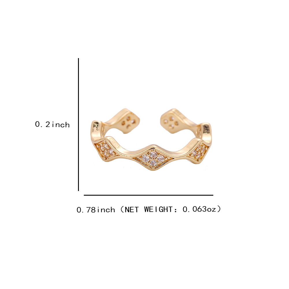 5g Weight Rhinestones Inlay Material Simple Style Geometric Copper Plating Rhinestones Open Ring