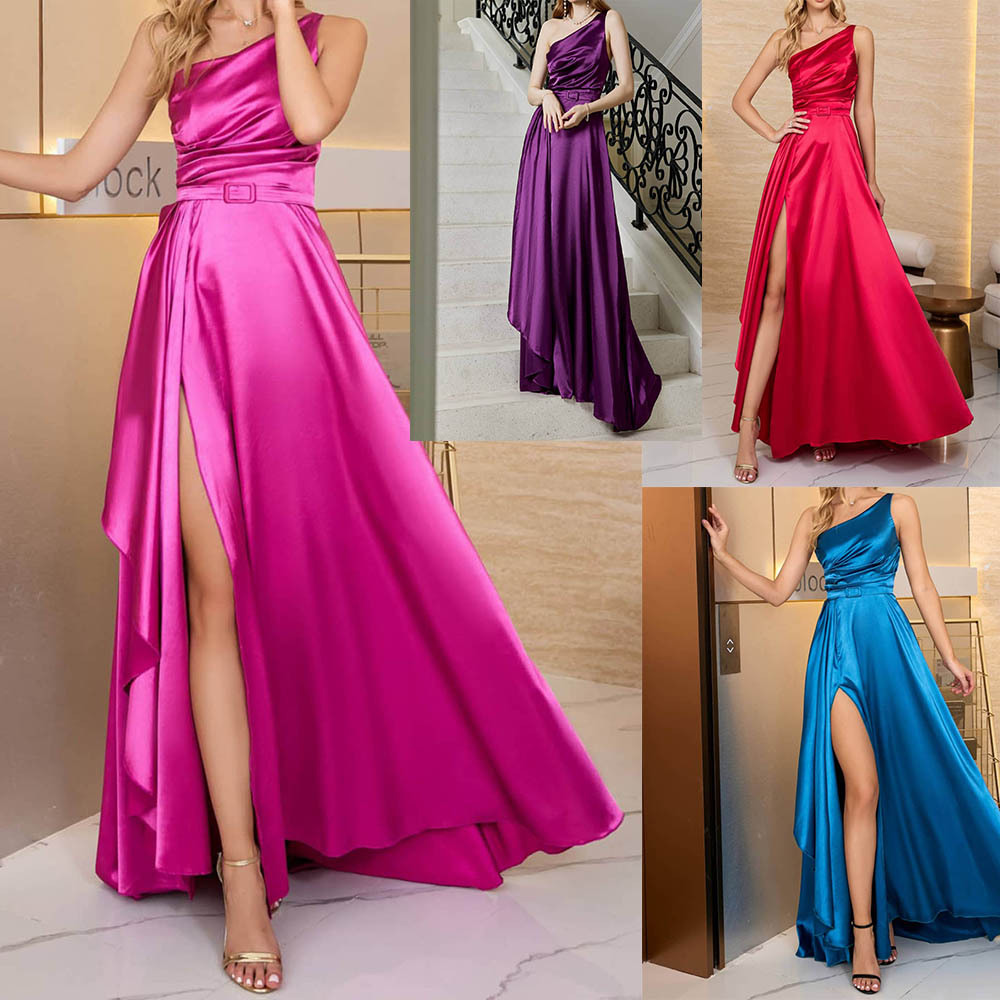 European and American Foreign Trade New Women's Clothing Amazon Sling Wedding Bridesmaid Dress Banquet Party Evening Dress Pure Dress