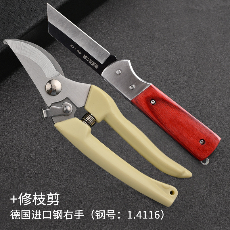 ドイツから輸入した果樹接ぎ木用の鋭い鋼のナイフ、大きなバラの左手用の特別なツール、プロの接ぎ木ナイフ|undefined