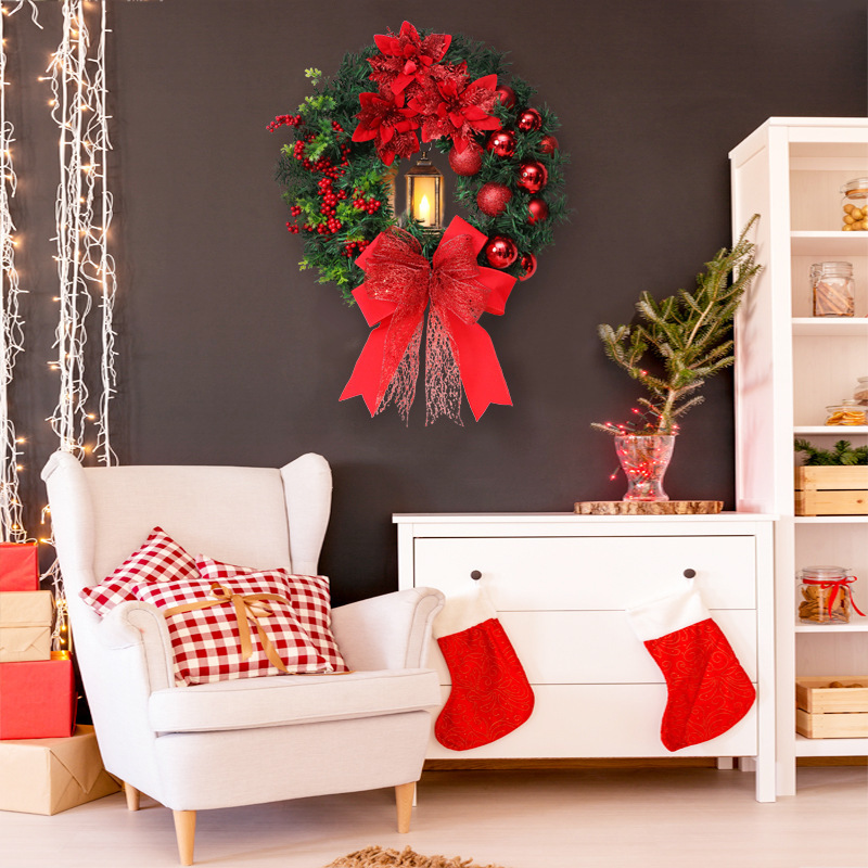 Transfronterizo nuevo en stock decoraciones de Navidad 40cm luces de viento Santa Navidad guirnalda adornos puerta colgante