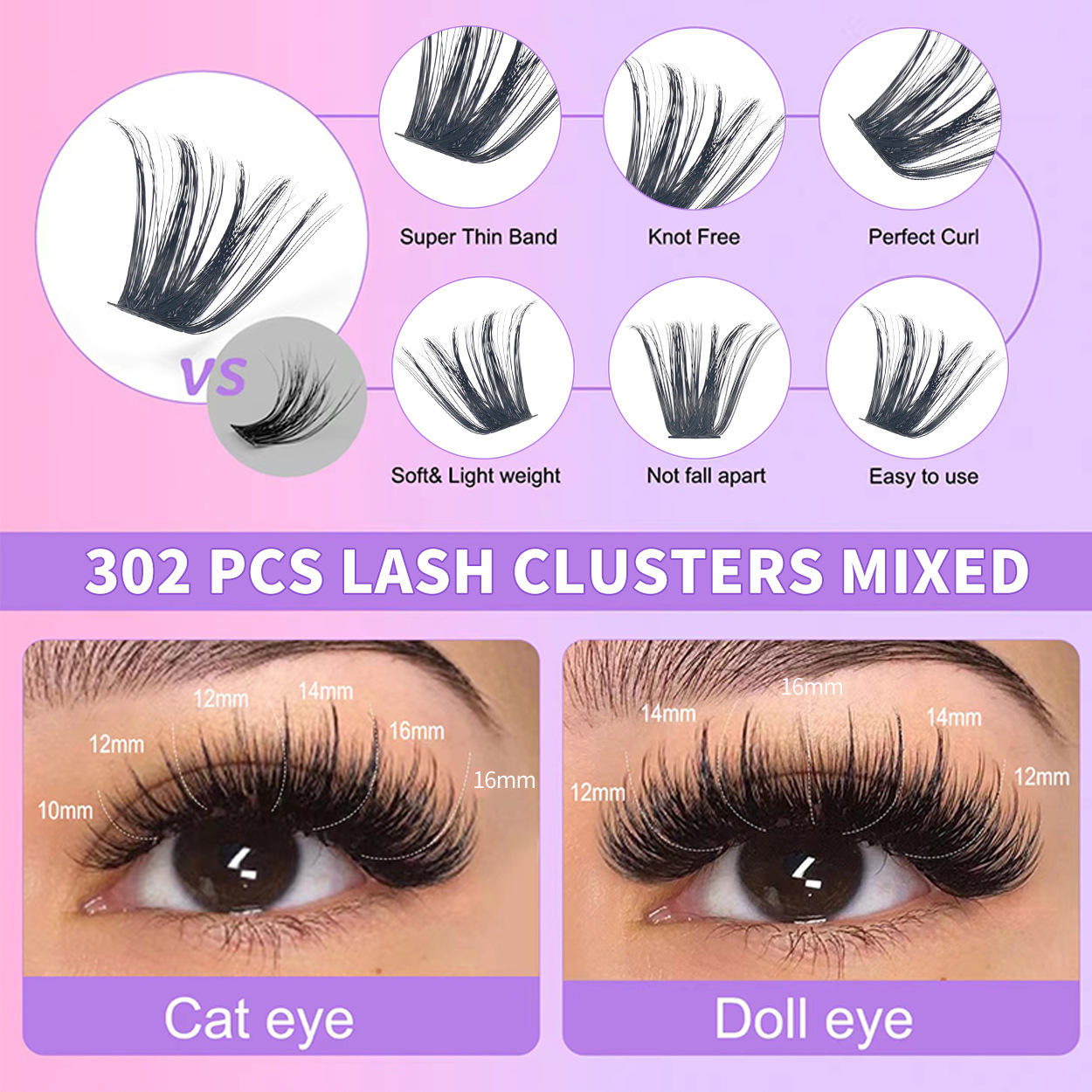 30D - 100D transfronterizos pestañas falsas de hadas bajo pestañas DIY Europa y América Amazon segmentación gradiente set de cabello