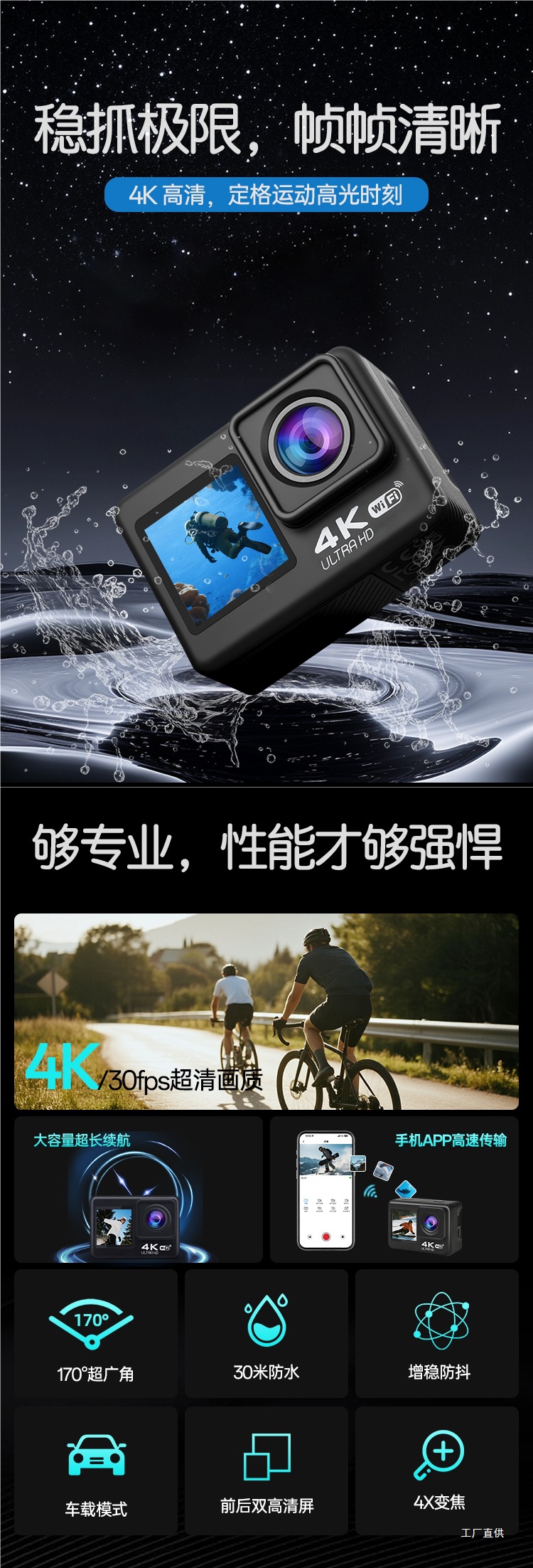 Sports Camera Vlgo Hd 4K Helmet Cycling Camera Underwater Motorcycle Bicycle Recorder Chest Peihui