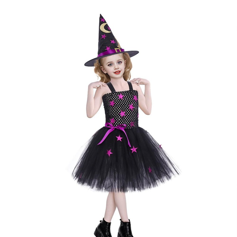 国境を越えた新しい紫色の星月魔法の呪術師コスプレ衣装ハロウィーンパーティー魔女tuuスカート|undefined