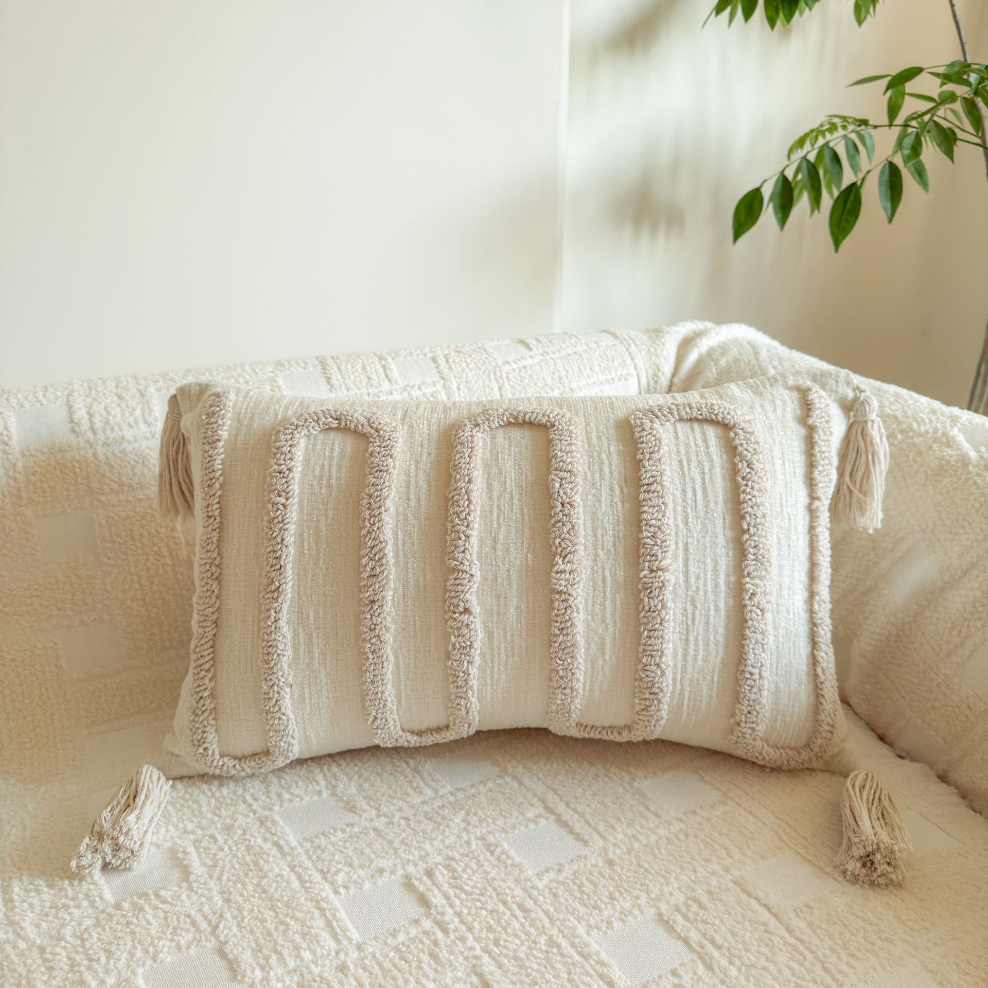 Nórdico inswind almohada simple versátil sala de estar sofá cojín dormitorio ventana flotante cabeza de cama respaldo cojín almohada cubierta