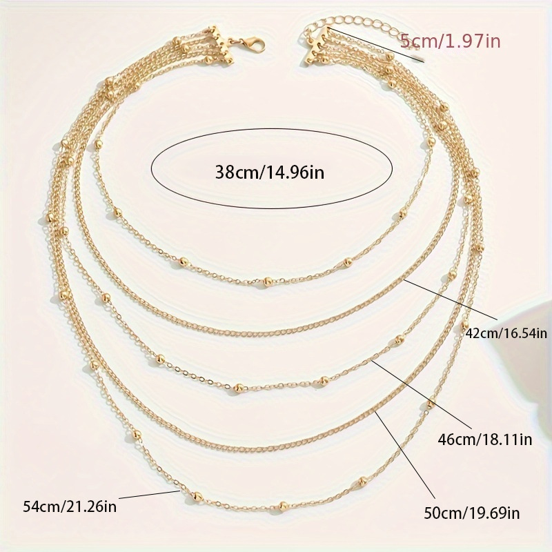 Multi-layer Beaded Necklace For Women Vintage Style Gold Chain_voghion.com