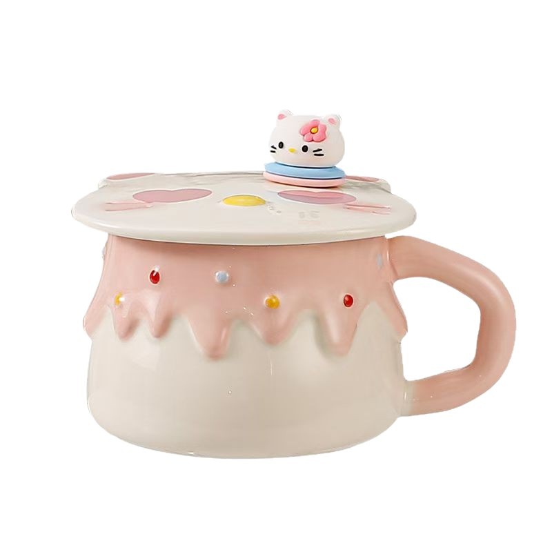 Hermosa taza de gato suave, taza de cerámica de alto valor facial, regalo de cumpleaños para chicas, regalo de mano