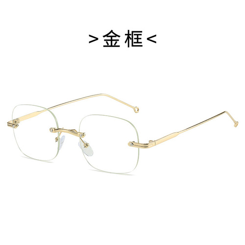 New rimless myopia glasses, finished anti-blue light, fashionable, same style for men and women, wholesale Korean bare-faced women’s style