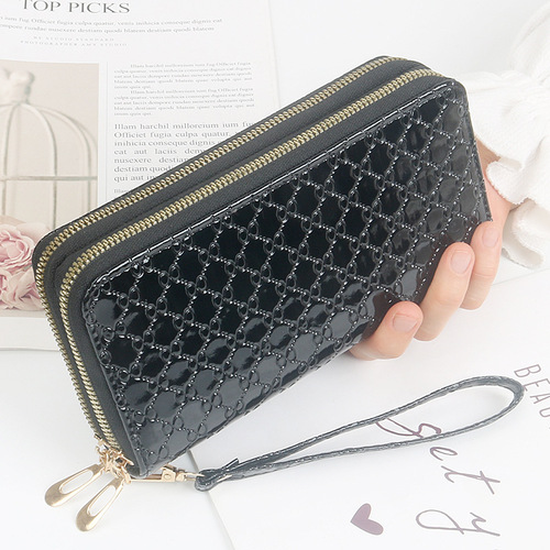 New style women's long wallet casual double zipper women's wallet mobile phone bag clutch bag coin purse large capacity card holder