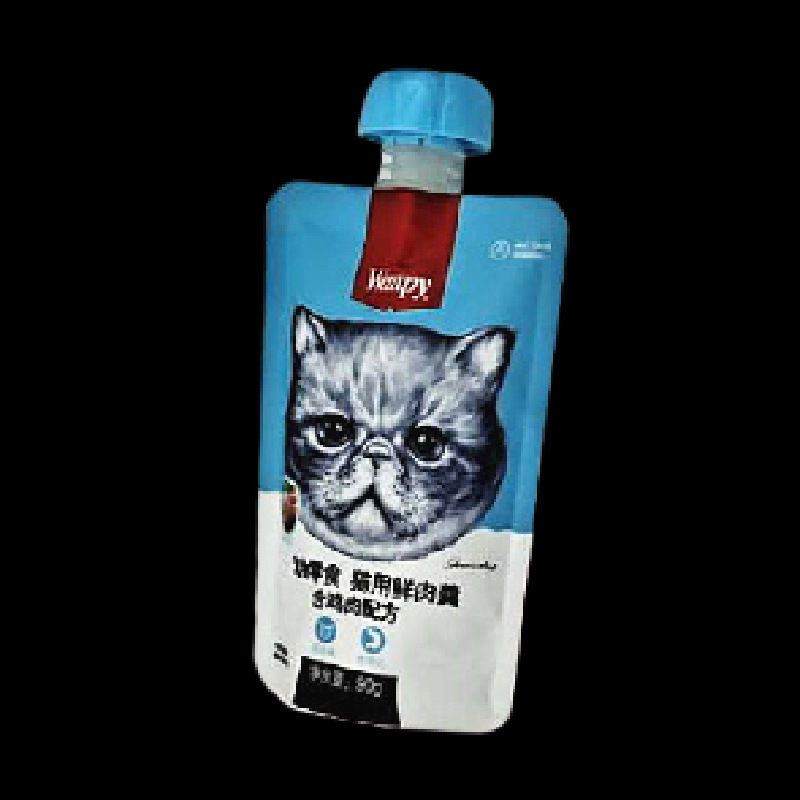 Customized 120g Meow licking sauce aluminum foil suction nozzle self-standing bag nutrition snack canned liquid food high temperature cooking suction nozzle