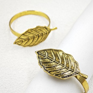 Factory Direct Sales Popular Retro Leaf Napkin Buckle Hotel Forest Style Metal Leaf Napkin Ring Napkin Ring Wholesale
