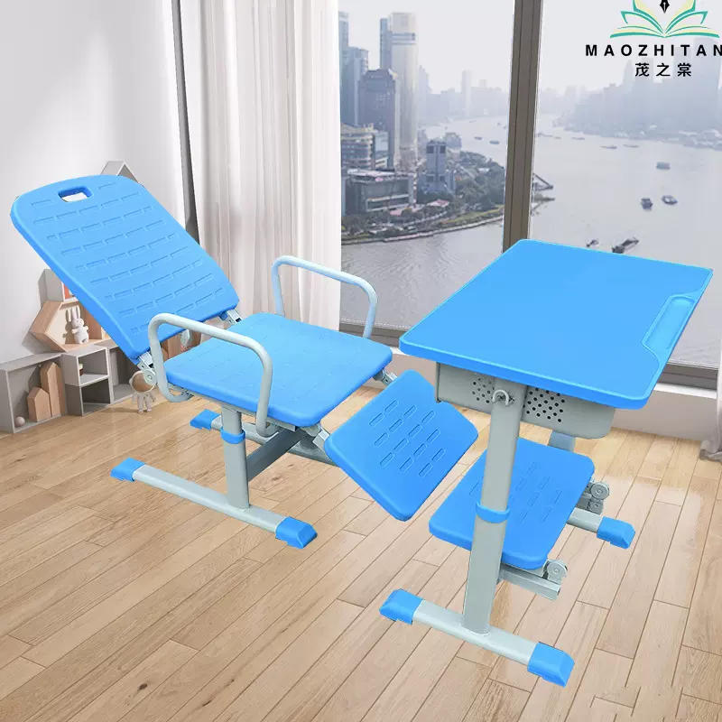 中小学生午休课桌椅学校培训班家用学习折叠可升降套装书桌