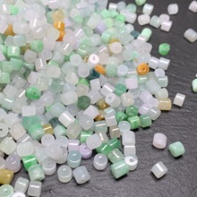 缅甸翡翠A级短筒珠福禄寿三彩冰种直桶珠散珠diy饰品配饰散件碎料