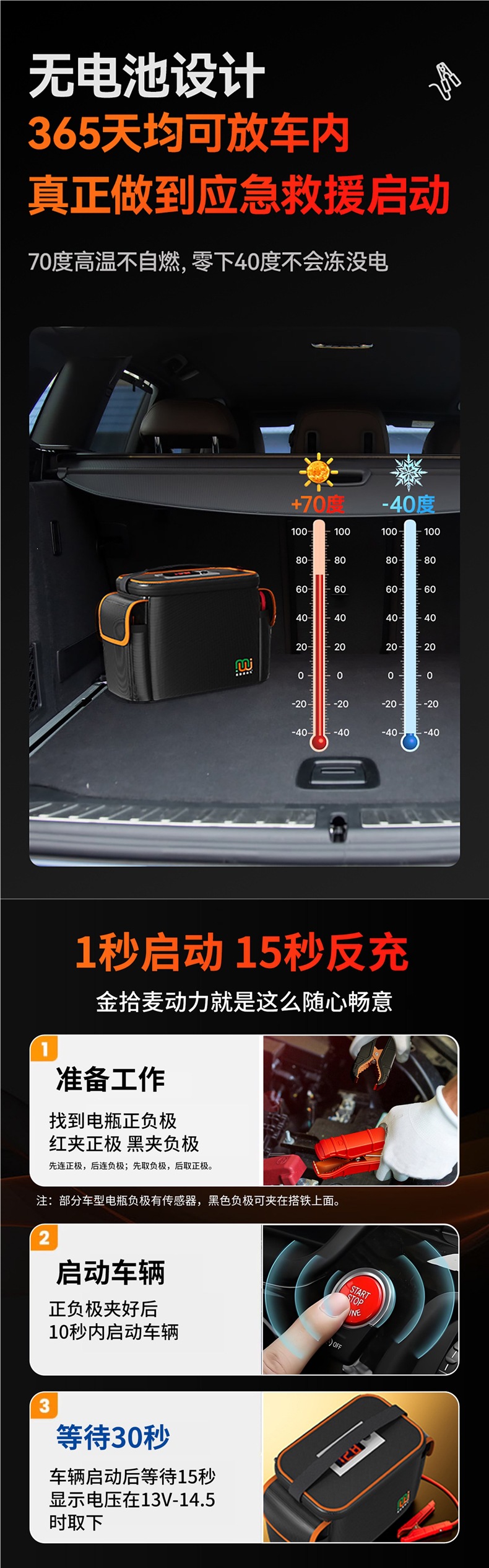 Jinshimai Power No-charge Capacitor Professional Car Ignition Battery Booster Emergency Jump Starter Power Supply