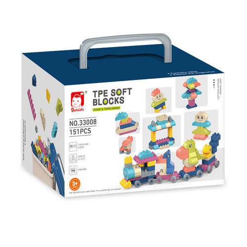 Infants and young children large particle soft rubber building blocks baby can chew educational assembly toys cross-border Amazon AliExpress