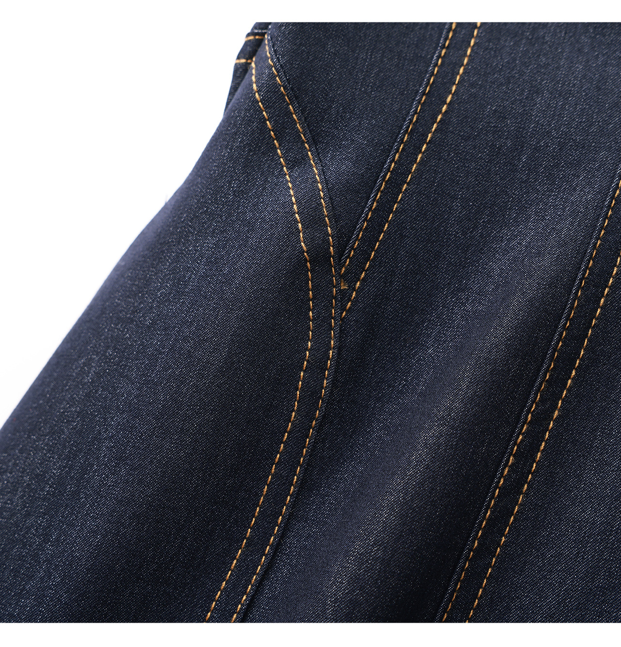 Đầm denim nữ tay ngắn thắt eo phong cách vintage chất liệu tencel cotton thoáng mát — màu xanh đậm chi tiết 21