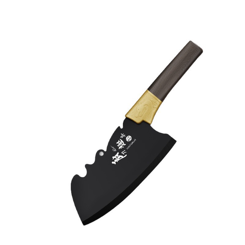 Cuchillo de cocina forjado a mano, cuchillo de cocina de corte de carne, cuchillo de cocina ultra rápido, cuchillo de corte de hueso doméstico de hoja negra, corte afilado