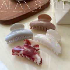 Alan 韓国風アセテートクリップ、高級カラーマッチングヘアシャーククリップ、新しい中型ヘアクリップ、ヘアアクセサリークリップ