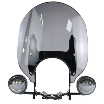 Windshield Modified Windshield Left – Motorcycle front windshield - gray-black-front-windshield-fog-lights