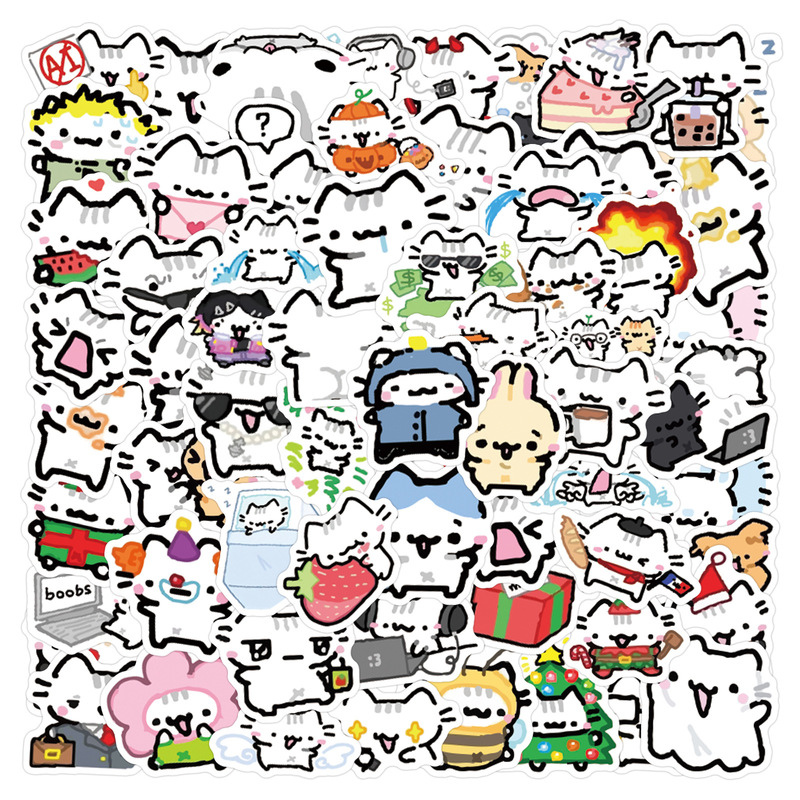 90 Small Size and High-Looking Basil Kitten Stickers, Cute Cartoon Popular Mobile Phone Cases, Stationery and Luggage Stickers