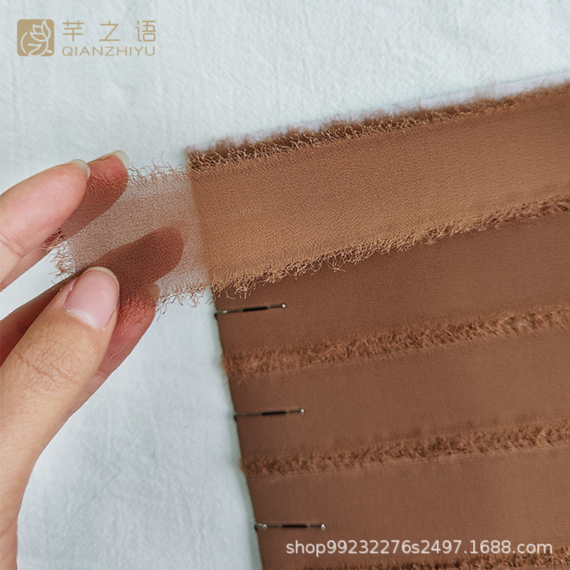 毛邊絲帶3.8cm×1.6碼×5條裝(1.5"×1.6Y×5R)手捧綁帶婚禮鮮花