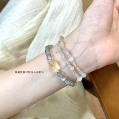 月光ブレスレット、恋人の石、金を吸収し、幸運と富を引き寄せるグレーの月光模造貔貅ブレスレットで富を掴みます