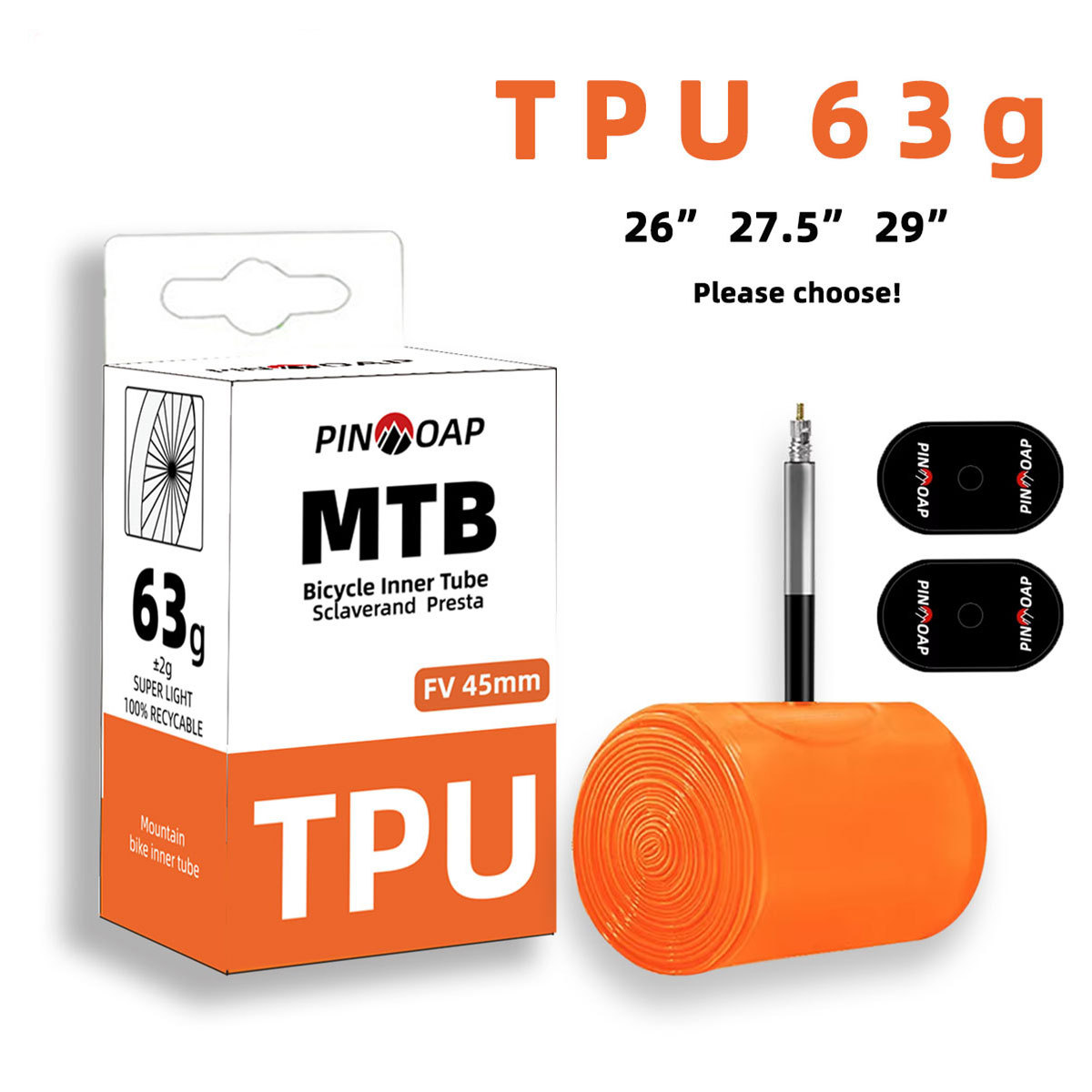 TPU tubo interno 63g bicicleta de montaña ultra ligera neumáticos de boca de desgaste accesorios de bicicleta portátiles fáciles de cambiar transfronterizos