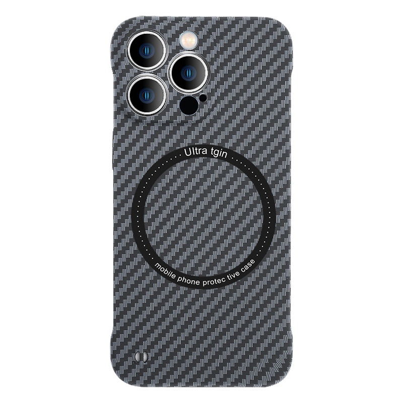 Funda para iPhone 17 PROMAX, sin Marco, con Patrón de Fibra de Carbono, Magnética, con Sensación de Piel, Funda Protectora para Apple 12