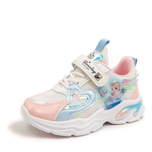 Girls' Elsa Princess Sports Shoes 2024 Spring and Autumn New Children's Soft Sole Girls' Net Shoes Cartoon Soft Sole Shoes