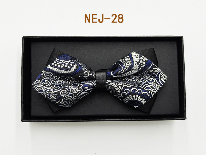 Pajarita negra de color sólido para hombre Boda británica Boda novio padrino traje camisa arco caja de regalo embalaje