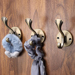 European-style imitation antique wall-mounted hooks for solid wood doors, wardrobe hangers, cloakroom hooks, single hook, black