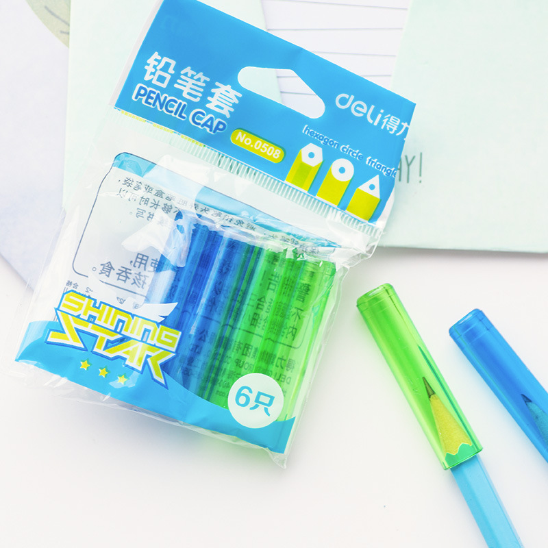 得力0508子供鉛筆カバー鉛筆延長器カラーペンカバー6個/文房具|undefined