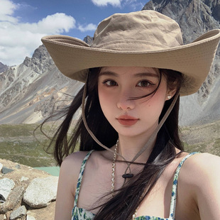Denim travel climbing sun hat for camping solar-powered, 2024 years