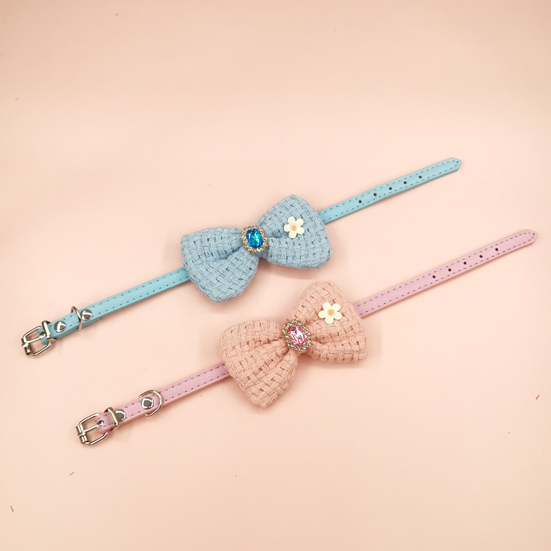 Sweet Pu Leather Bow Knot Pet Collar display picture 4
