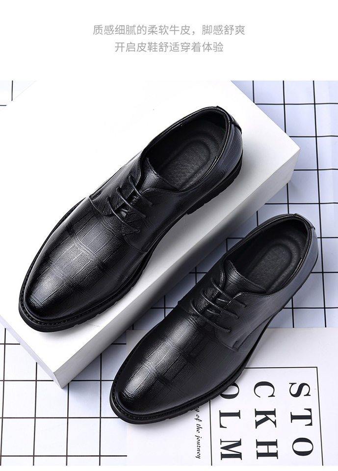 Giày da nam công sở da bò hai lớp, tăng chiều cao 3 cm, dây buộc phía trước — Màu nâu 3993, Màu đen 3993 chi tiết 13