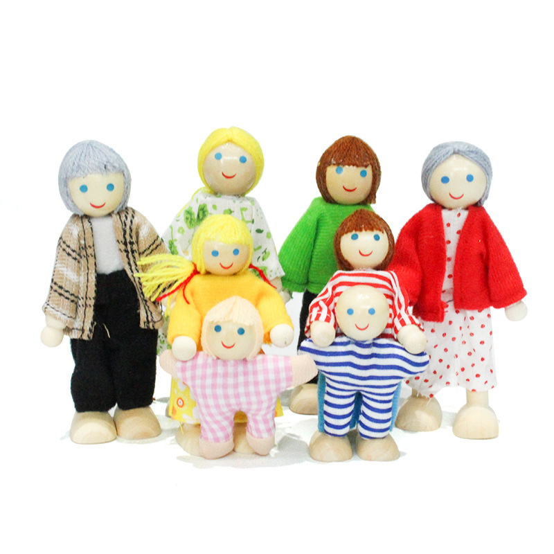 Muñecas de familia 8 muñecas de madera muñecas de familia juguetes para bebés muñecas articulaciones móviles